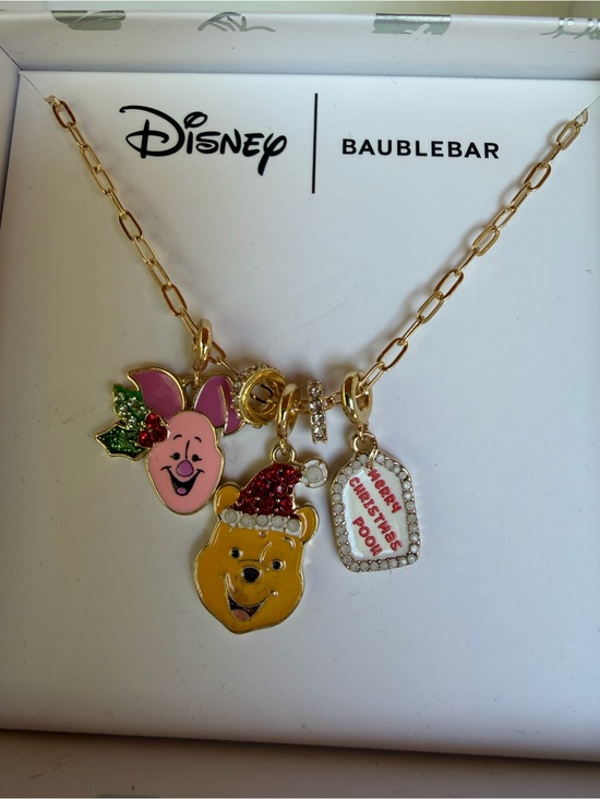 Disney Baublebar Jewelry - Disney BaubleBar Winnie the Pooh Holiday Charm Necklace in Gold NIB